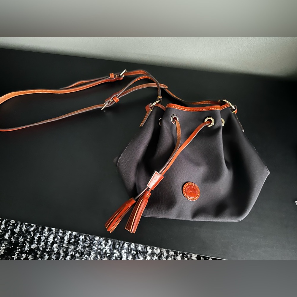 Dooney & Bourke Black Canvas Drawstring Crossbody